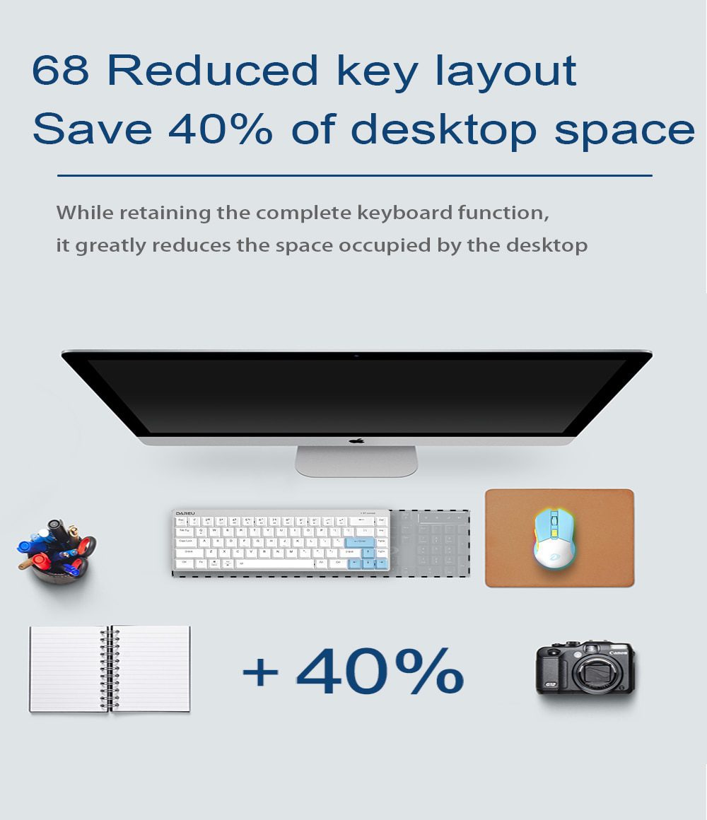 DAREU 68 Keys Mechanical Keyboard Mini Portable 60% Dual-mode KB Wired Bluetooth 5.1 Ergonomic Low Profile Keyboards for Office DAREU 68 Keys Mechanical Keyboard Mini Portable 60% Dual-mode KB Wired Bluetooth 5.1 Ergonomic Low Profile Keyboards for Office